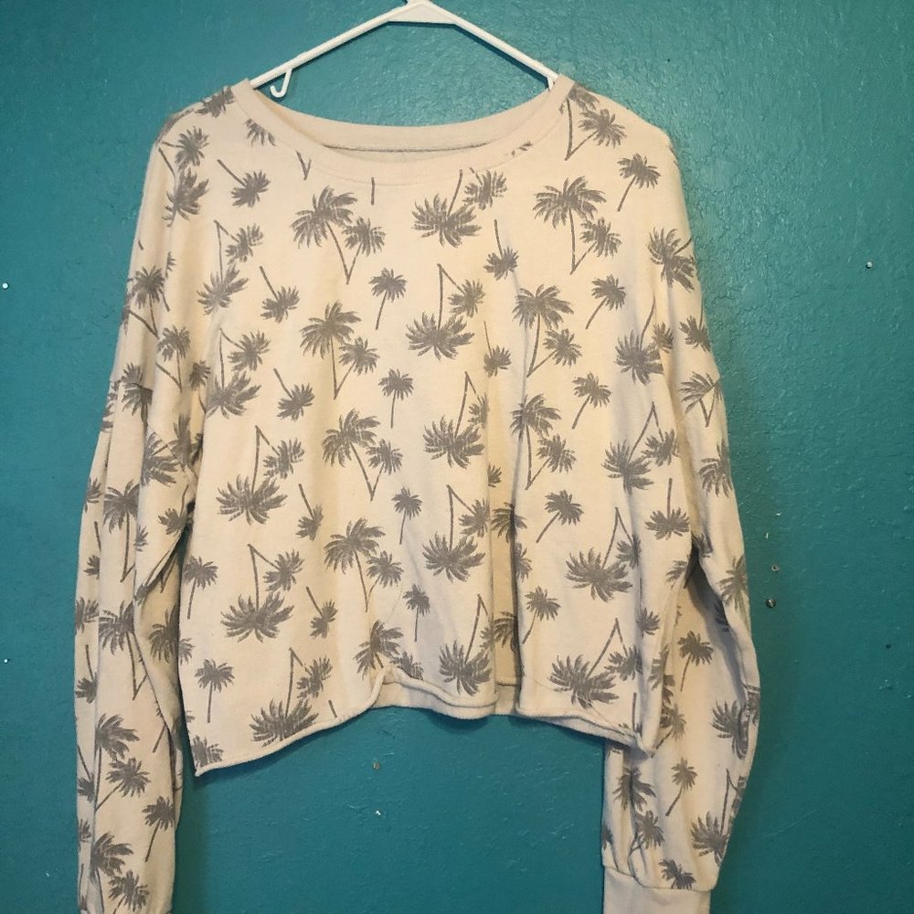 White and Gray Palm Trees Crewneck